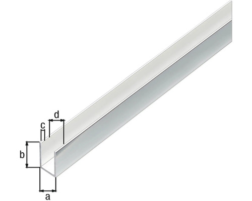 U-Profil aus Metall mit Größenangaben