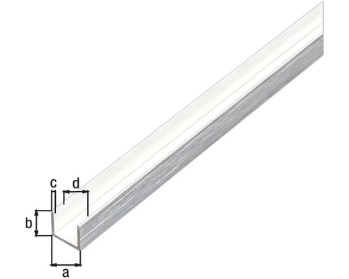U-Profil aus Metall mit Maßangaben