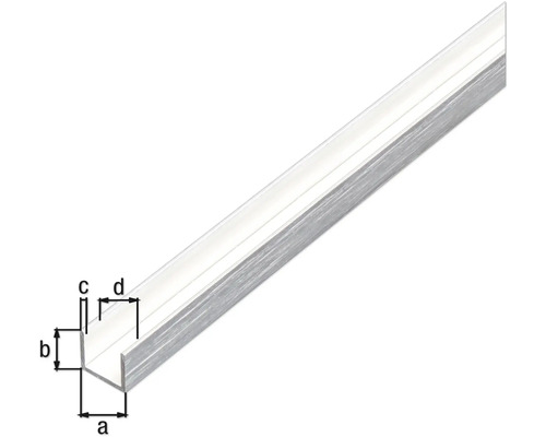 Aluminium U-Profil mit Maßangaben
