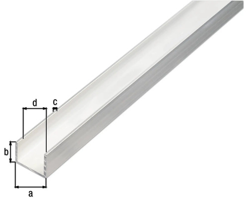 Aluminium U-Profil mit Maßangaben
