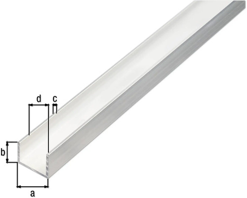 Aluminium U-Profil mit Maßangaben