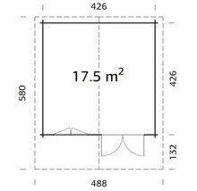Gartenhaus Palmako Britta 17,5 m² 488 x 580 cm Tauchgrundiert grau
