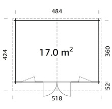 Gartenhaus Palmako Klara 17,0 m² 518 x 420 cm Tauchgrundiert grau