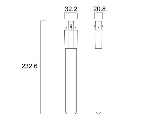 Zeichnung eines Leuchtmittels mit Maßangaben