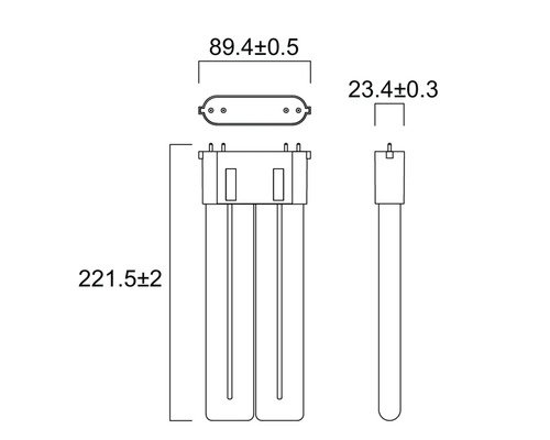 Technische Zeichnung einer Lampe mit Maßangaben