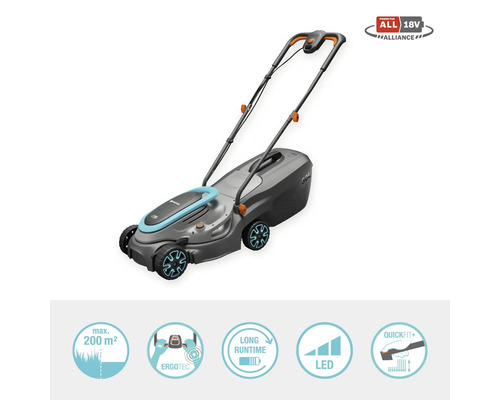 Akku Rasenmäher mit ergonomischem Griff und LED Anzeige