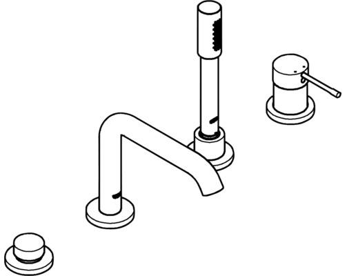 Armatur für Badewanne mit Brausekopf und Bedienelementen