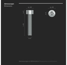 Zylinderschraube m. Innensechskant INBUS® DIN 912 Vollgewinde M5x25 mm 8.8 galv. verzinkt 10 Stück