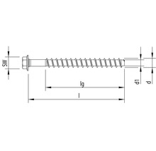 Zeichnung einer Schraube mit Angaben zu Schlüsselweite, Gewindelänge und Durchmesser