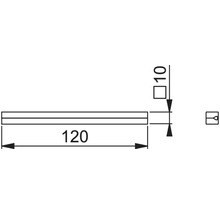 Technische Zeichnung eines Handtuchhalters mit Maßangaben 120 Millimeter und 10 Millimeter