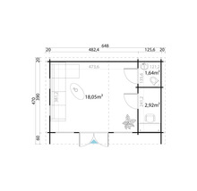 Grundriss des Gartenhauses mit Maßen