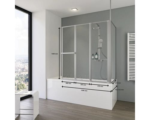 Badewannenaufsatz mit Maßen im Badezimmer