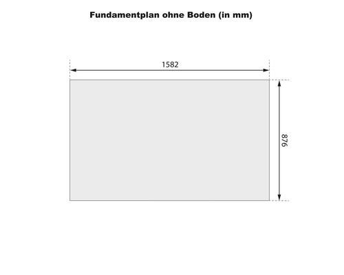 Fundamentplan ohne Boden mit den Maßen 1582 mal 876 Millimeter