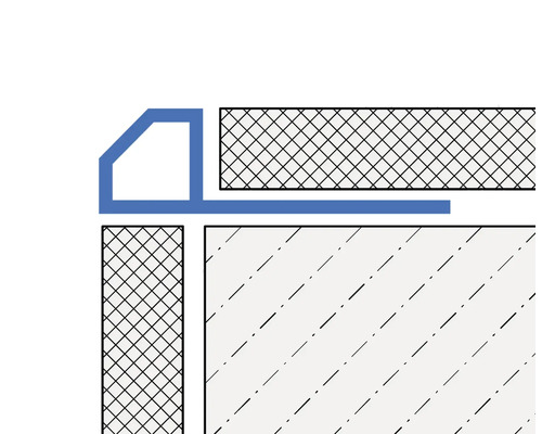 Detailansicht eines Profils zum Abschließen von Wandfliesen