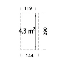 Grundriss mit einer Fläche von 4.3 Quadratmetern und den Maßen 119 mal 290 mal 144 Zentimeter.