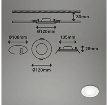 LED Einbauleuchten-Set 3-tlg IP44 3x6W 3x600 lm 4000 K neutralweiß rund weiß Ø 120/100 mm 230V-thumb-3