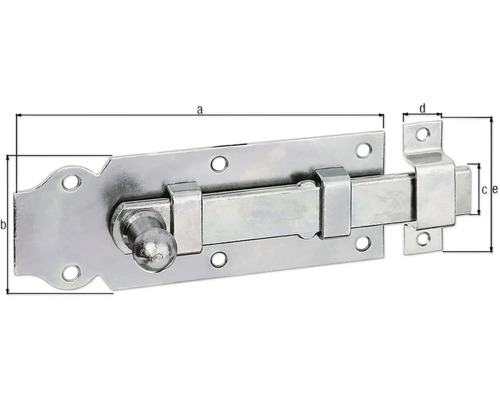 Metallschieberiegel mit Abmessungsangaben