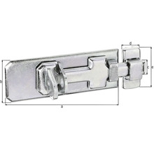 Sicherheits-Schlossriegel mit flachem Griff und Schlaufe 80 x 35 mm galv. verzinkt, dickschichtpassiviert