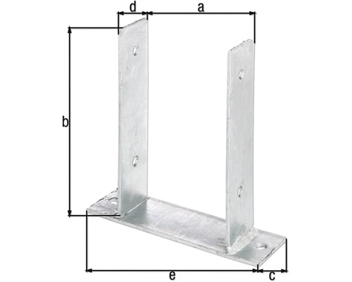 Pfostenträger mit Abmessungsangaben