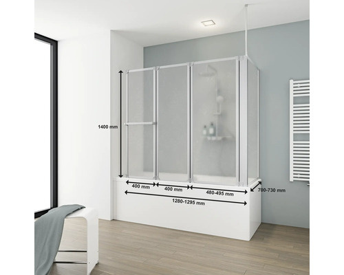 Badewannenaufsatz mit Abmessungen für Badezimmer