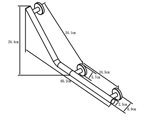 Technische Zeichnung eines Haltegriffs mit Maßangaben.