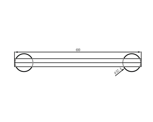 Technische Zeichnung einer Stange mit einer Länge von 400 und einem Durchmesser von 57,4.