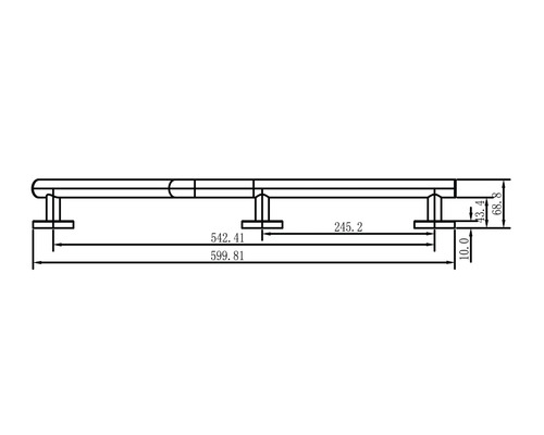 Technische Zeichnung eines Handlaufs mit Maßangaben