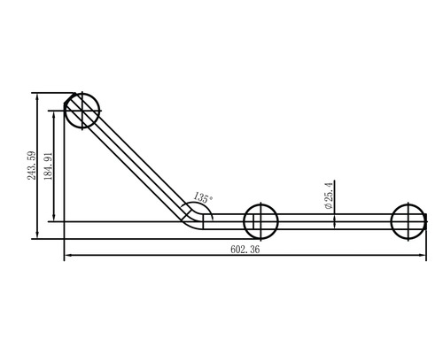 Technische Zeichnung eines Haltegriffs mit Maßangaben