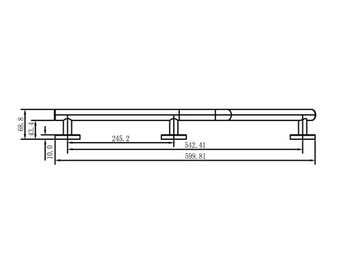 Technische Zeichnung eines Handlaufs mit Maßangaben.
