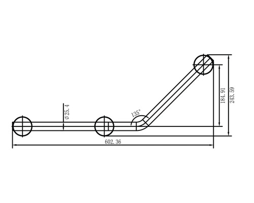 Technische Zeichnung eines Haltegriffs mit Maßangaben