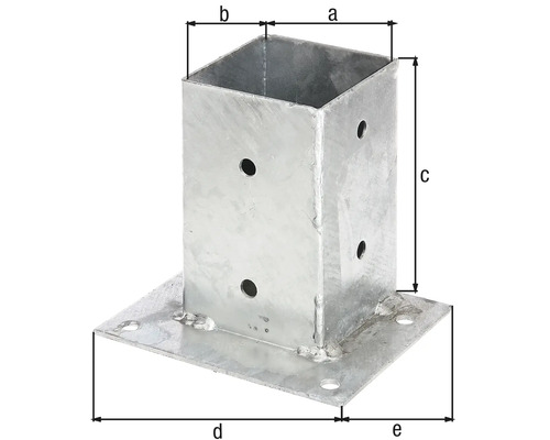 Pfostenanker mit Maßangaben