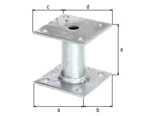 Pfostenhalter aus Metall mit Maßangaben