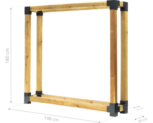 Holzlager mit den Maßen 180 mal 198 Zentimeter