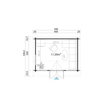Grundriss des Gartenhauses mit Maßen