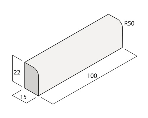 Abbildung eines Randsteins mit Abmessungen