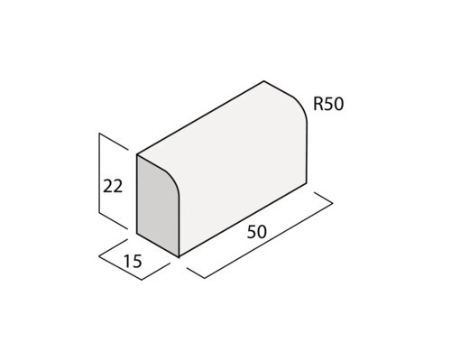 Produktdarstellung Bordstein mit Maßangaben