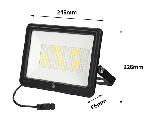 LED-Fluter mit den Maßen 246 mm x 226 mm x 66 mm