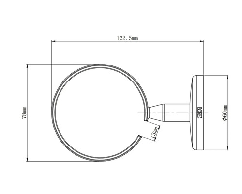 Technische Zeichnung eines Handtuchrings mit Maßangaben
