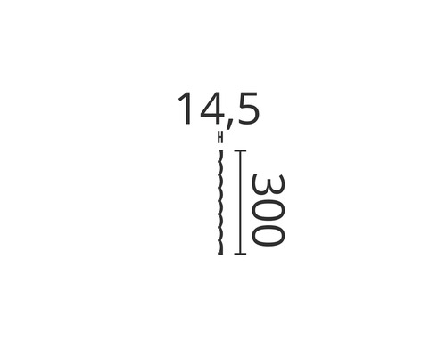 Diagramm mit Produktabmessungen: 14,5 und 300 Millimeter