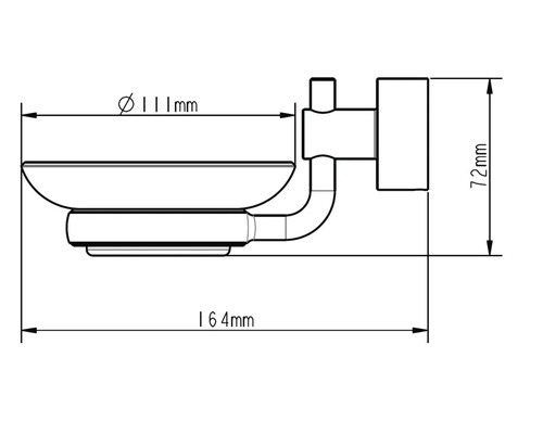 Technische Zeichnung einer Seifenschale mit Maßangaben