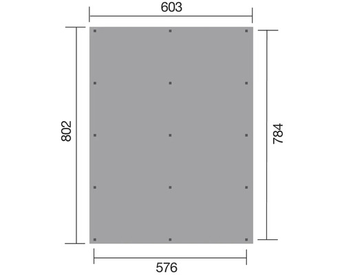 Technische Zeichnung einer Platte mit Maßangaben