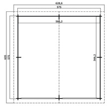 Grundriss eines Gartenhauses mit Maßangaben