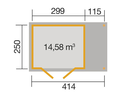 Grundriss eines Gerätehauses mit Maßangaben