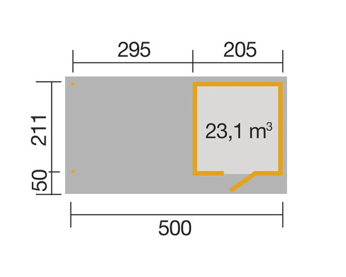 Grundrisszeichnung mit Maßangaben