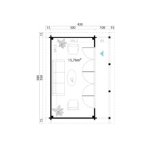 Gartenhaus Outdoor Life Liverpool 2 inkl. Fußboden, Terrasse 580 x 430 cm natur