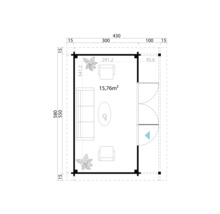 Gartenhaus Outdoor Life Liverpool 3 inkl. Fußboden, Terrasse 580 x 430 cm natur
