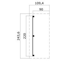 Technische Zeichnung eines Profils mit den Maßen 243,6 mm Höhe und 109,4 mm Breite