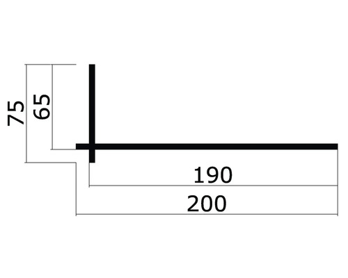 Technische Zeichnung eines L-Profils mit Maßangaben.