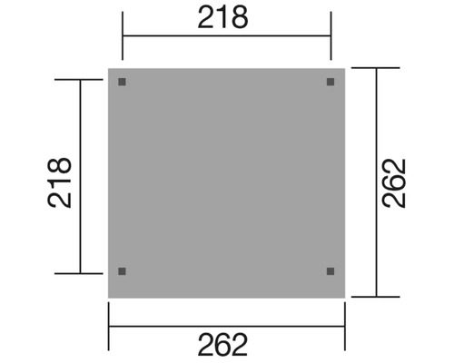 Abbildung mit Maßangaben: 218 mal 218 und 262 mal 262