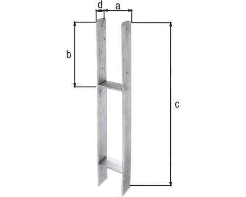 Pfostenträger mit Maßangaben